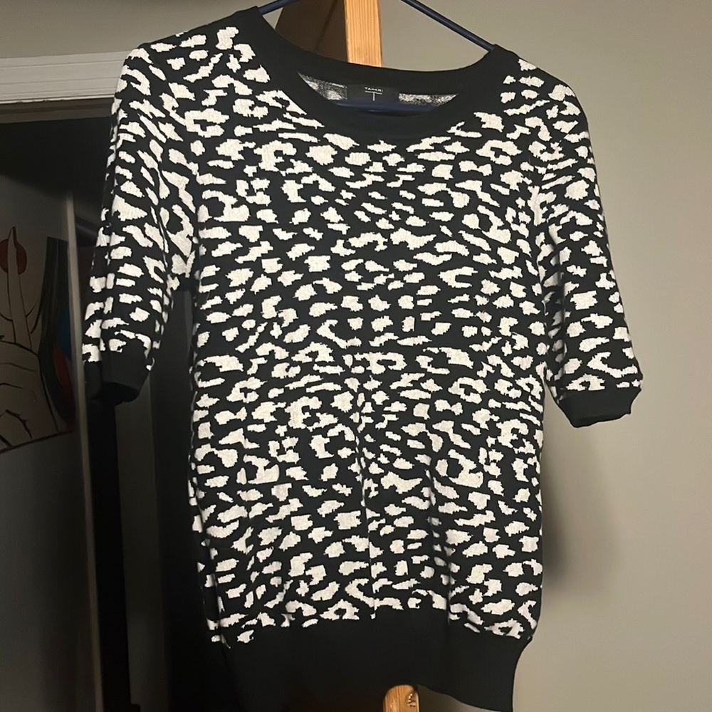 Cheetah print short sleeved sweater